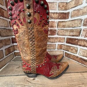 Old Gringo Red and Brown Heeled Boots